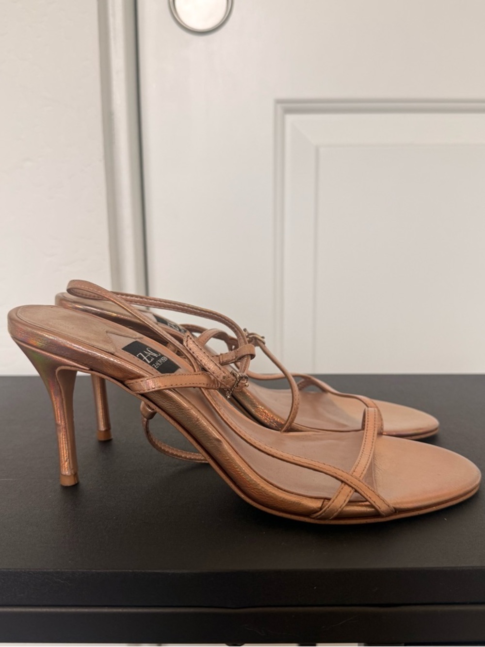 Zac Posen William Metallic Rose Gold Strappy Heeled Sandals - Picture 1 of 4